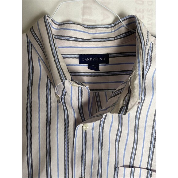 Lands End Shirt Mens Extra Large LongSleeve Cotton Stretch Button Up Striped - Picture 3 of 8